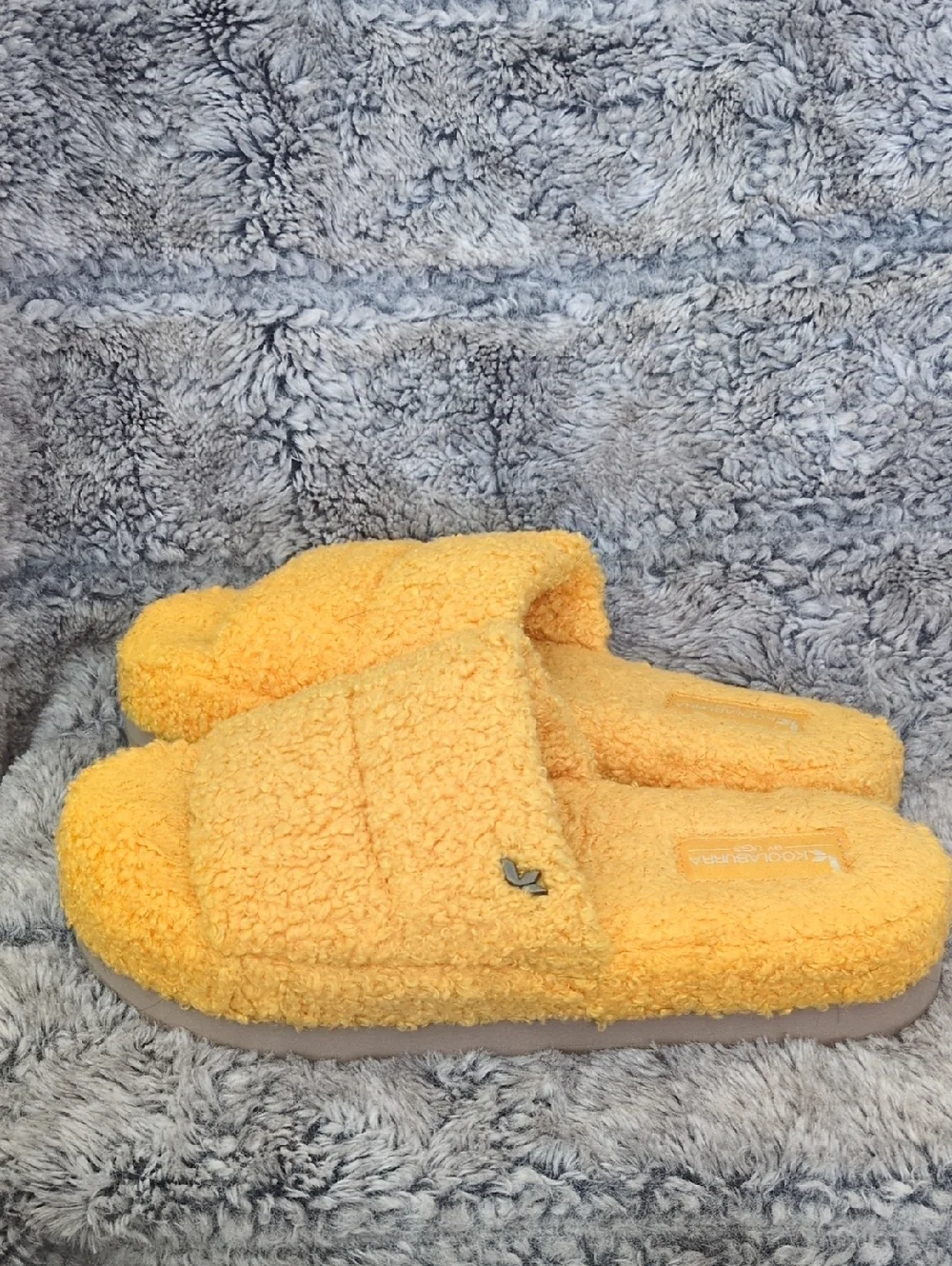 Kookaburra By Ugg Peaches Plush Yellow Slide Slippers Sz 8